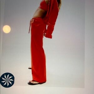 Athleta Paradise Mid Rise Wide Leg Red Pants - Size Medium